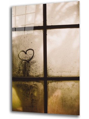 Miray Life Buğulu Kalp Cam Tablo