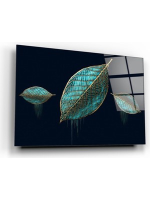 Miray Life Gold Yapraklar Cam Tablo