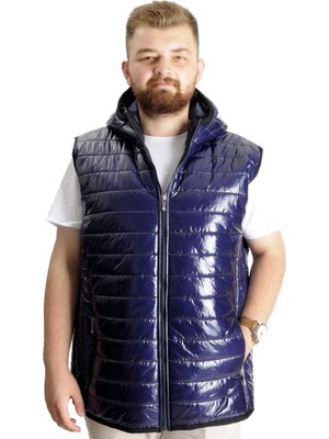 ModeXL  Büyük Beden Erkek Yelek Kopşonlu Kapitone 23706 Indigo