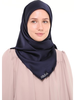 Altobeh Kadın Saten Krep Düz Parlak Abiye Eşarp - Lacivert