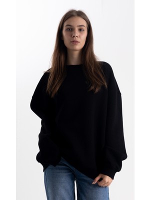 Pull The Hood Unisex Oversize Siyah Sweatshirt Oversize