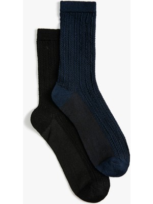 Koton 2'Li Soket Çorap Seti Dokulu Çok Renkli