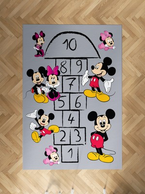 Mekta Home Bebek ve Çocuk Odası Mickey ve Minnie Mause Desenli Seksekli Halı