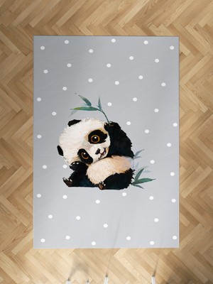 Mekta Home Bebek ve Çocuk Odası Sevimli Panda Desenli Halı