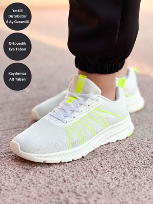 Peak Running Kadın Beyaz Kaymaz Taban Ortopedik Nefes Alabilen Garantili Rahat Hafif Günlük Sneaker Yürüyüş Koşu Spor Ayakkabısı EW02888H