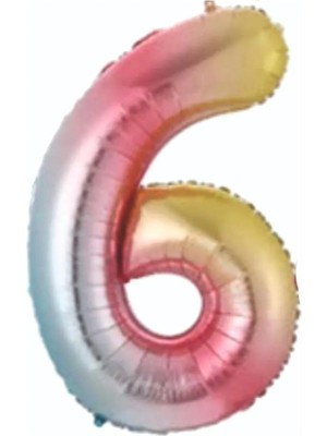 Booddie 6 Yaş Folyo Balon Gökkuşağı Renk Yaş Balonu Doğum Günü & Parti Kutlama Balonu 76 Cm