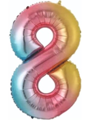 Booddie 8  Yaş Folyo Balon Gökkuşağı Renk Yaş Balonu Doğum Günü & Parti Kutlama Balonu 76 Cm