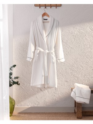 Madame Coco Jack Şalyaka Bornoz Set Pamuk Beyaz Yumuşak Emici Özellikli 1 Adet