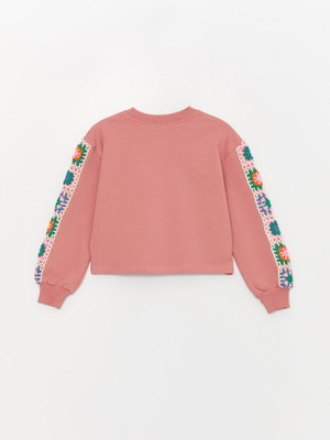 Little Star Kız Çocuk Kolu Çiçek Detaylı Örme SweatShirt