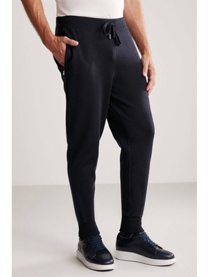 Hemington Lacivert Merino Yün Activewear Triko Pantolon