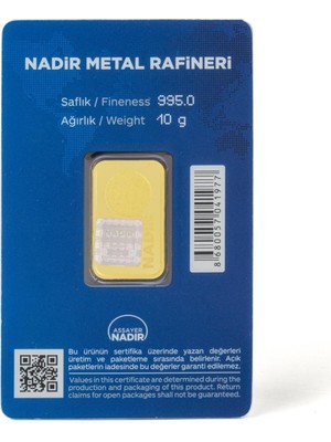 Nadir Gold 10 gr 24 Ayar Nadirgold Gram Altın