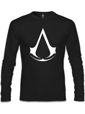 Erkek Siyah Assassin's Creed - Logo Baskılı Sweatshirt