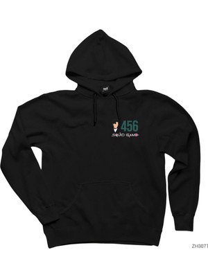 Squid Game Gamer 456 Siyah Kapüşonlu Sweatshirt Hoodie