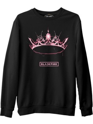 Black Pink - Crown Siyah Erkek Kalın Sweatshirt