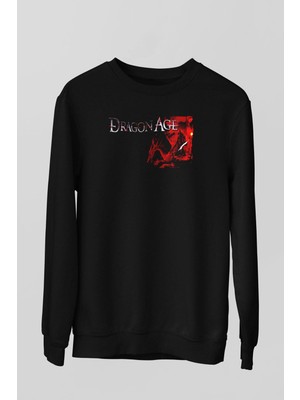 Dragon Age Baskılı Unisex Siyah Sweatshirt