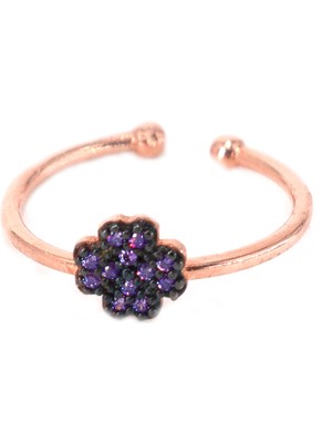 Neva Jewelry Mor Taşlı Dört Yaprak Yüzük