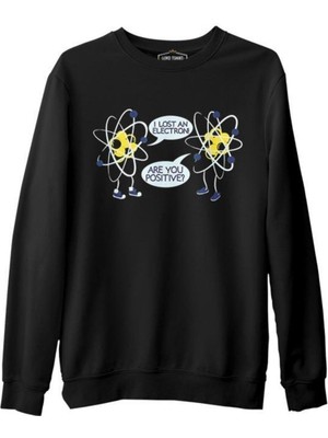 Okul ve Bilim - Fizik ve Elektron Siyah Erkek Kalın Sweatshirt