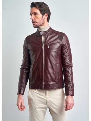 Pierre Cardin Erkek Bordo Basic Kısa Deri Ceket