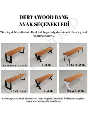 Deryawood Masif Ahşap Hestia Bank Beyaz Ayak 37*80*45CM