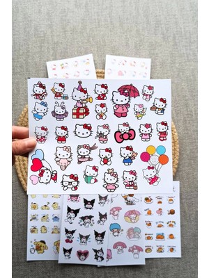 Mona Craftist 133 Adet Sanrio Karakter Sticker Seti Hello Kitty Sticker Kuromi Pompom Purin Gudetama My Melodi