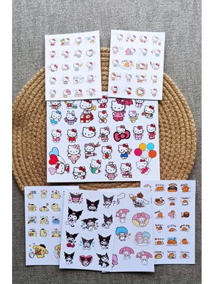 Mona Craftist 133 Adet Sanrio Karakter Sticker Seti Hello Kitty Sticker Kuromi Pompom Purin Gudetama My Melodi