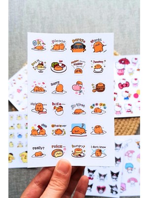 Mona Craftist 133 Adet Sanrio Karakter Sticker Seti Hello Kitty Sticker Kuromi Pompom Purin Gudetama My Melodi