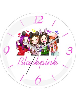 Art Hediye Blackpink Black Pink Anime Yazı En Çok Satılan Çap 30CM Sessiz Akar Bombeli Gerçek Cam Duvar Saati