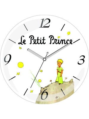 Art Hediye Le Petit Princes Beyaz Küçük Prens Çap 30CM Sessiz Akar Bombeli Gerçek Cam Duvar Saati