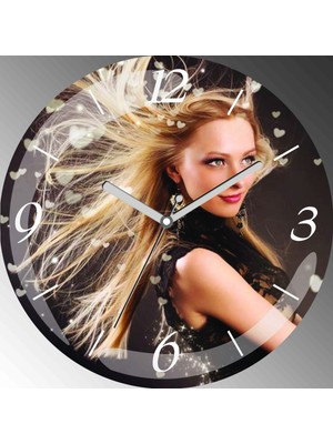 Art Hediye Bayan Kuaför Çap 30CM Sessiz Akar Bombeli Gerçek Cam Duvar Saati