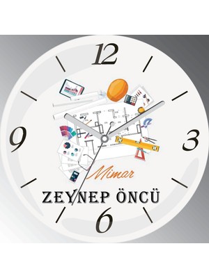 Art Hediye Kişiye Özel Mimar Çap 30CM  Bombeli Gerçek Cam Duvar Saati