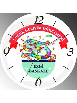 Art Hediye Kişiye Özel Çocuk Gelişim Öğretmeni I Çap 30CM  Bombeli Gerçek Cam Duvar Saati
