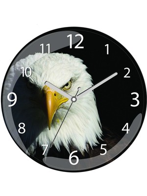 Art Hediye En Çok Satılan Kara Kartal Çap 30CM Sessiz Akar Bombeli Gerçek Cam Duvar Saati