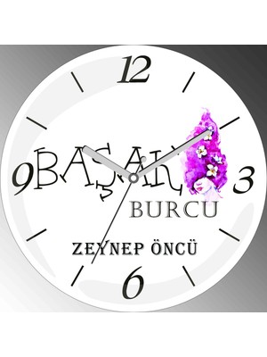 Art Hediye Kişiye Özel Başak Burcu Çap 30CM  Bombeli Gerçek Cam Duvar Saati