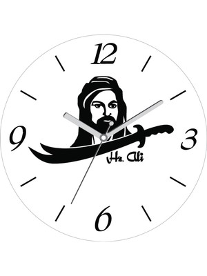 Art Hediye Hz Ali Alevi Zülfikar Kılıç Çap 30CM Sessiz Akar Bombeli Gerçek Cam Duvar Saati