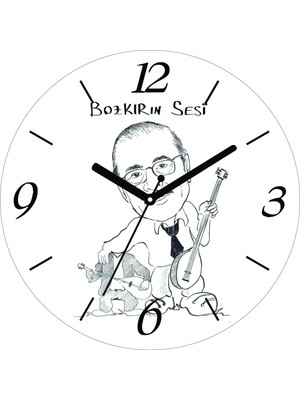 Art Hediye Neşet Ertaş Bağlama Bozkırın Sesi Çap 30CM Sessiz Akar Bombeli Gerçek Cam Duvar Saati