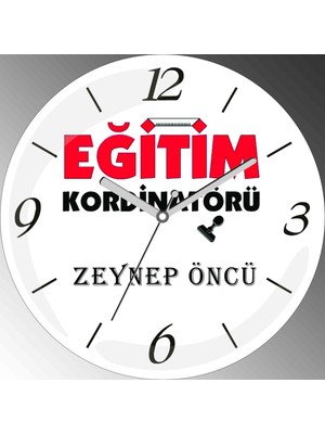 Art Hediye Kişiye Özel Eğitim Koordinatörü Çap 30CM  Bombeli Gerçek Cam Duvar Saati