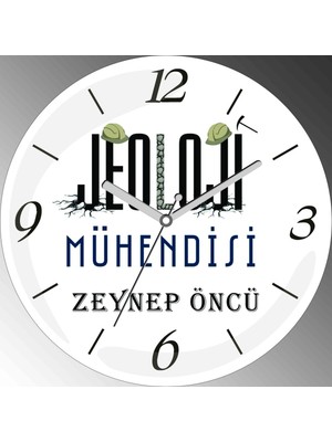 Art Hediye Kişiye Özel Jeoloji Mühendisi Çap 30CM  Bombeli Gerçek Cam Duvar Saati