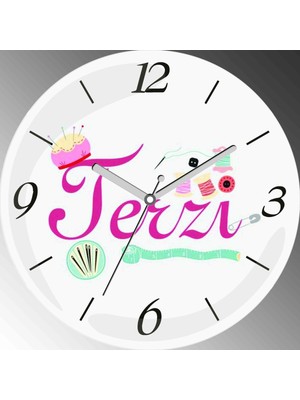 Art Hediye Kişiye Özel Terzi Çap 30CM  Bombeli Gerçek Cam Duvar Saati