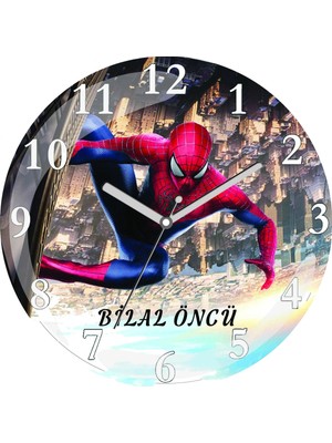 Art Hediye En Çok Satılan Kişiye Özel Örümcek Adam Spider Man Çap 30CM Sessiz Akar Bombeli Gerçek Cam Duvar Saati