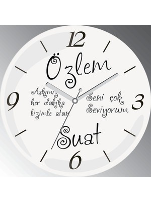 Art Hediye Kişiye Özel Seni Seviyorum Çap 30CM  Bombeli Gerçek Cam Duvar Saati