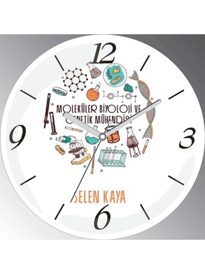 Art Hediye Kişiye Özel Moleküler Biyoloji ve Genetik Mühendisi Çap 30CM  Bombeli Gerçek Cam Duvar Saati