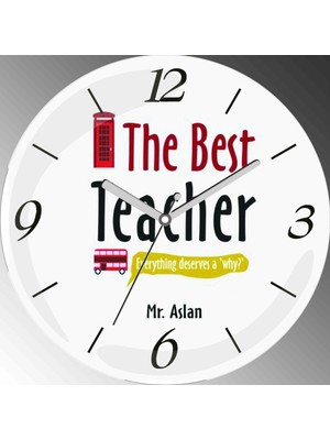 Art Hediye Kişiye Özel En Iyi Ingilizce Öğretmeni Çap 30CM  Bombeli Gerçek Cam Duvar Saati