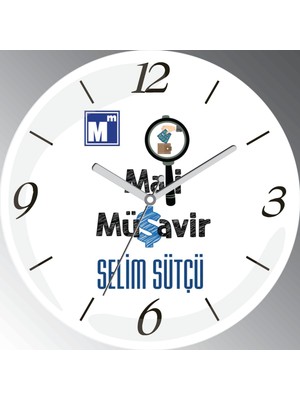 Art Hediye Kişiye Özel Mali Müşavir Çap 30CM  Bombeli Gerçek Cam Duvar Saati