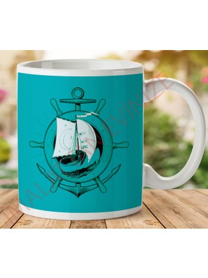 Art Hediye 1-129 Denizci Tasarımlı Iki Tarafı Baskılı Kupa Bardak