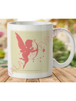 1-298 Aşk Meleği Iki Tarafı Baskılı Kupa Bardak