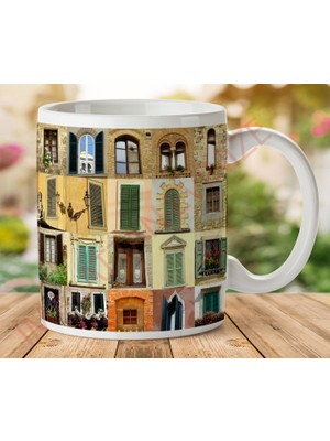 1-365 Pencereler Vintage Iki Tarafı Baskılı Kupa Bardak