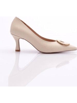 DGN 2603 Kadin Yuvarlak Tokali Topuklu Ayakkabi