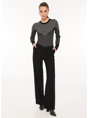 Guess Bisiklet Yaka Slim Fit Siyah Kazak Kadın W3BR26Z3AE0F9P8