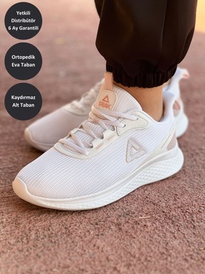 Peak Light Kadın Beyaz Kaymaz Taban Ortopedik Nefes Alabilen Garantili Rahat Hafif Günlük Sneaker Yürüyüş Koşu Spor Ayakkabısı E221097H