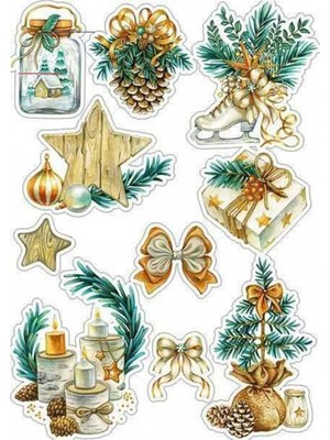 Bsb Noel Yılbaşı Sticker Telefon Laptop Notebook Tablet Defter Matara Stiker Etiket St514